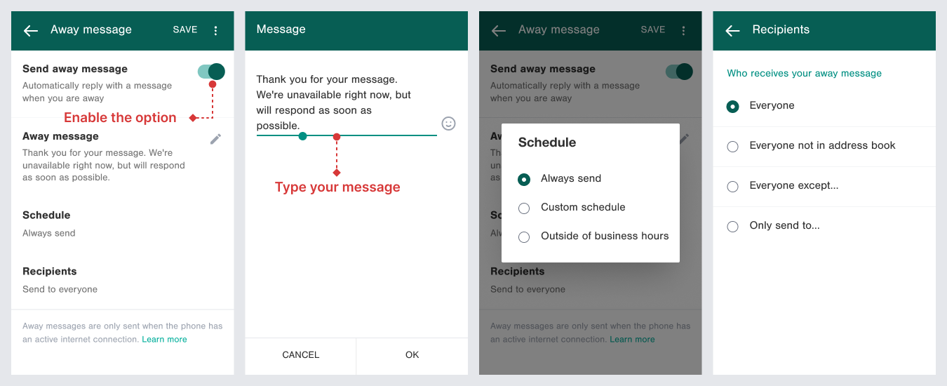 réponse automatique vs réponse rapide vs message d absence